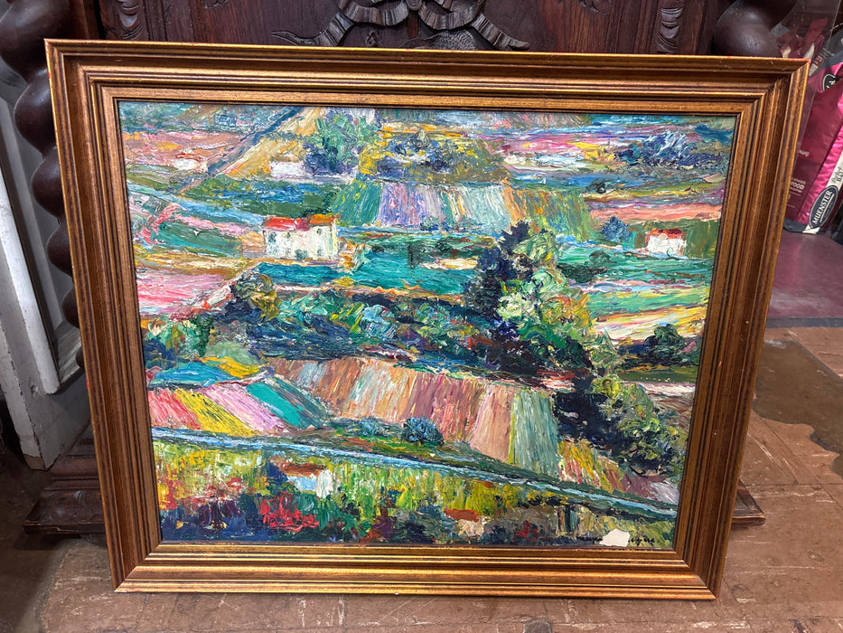 FRAMED ABSTRACT FIELD LANDSCAPE - AS FOUND
