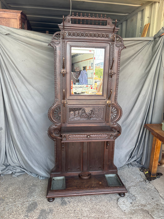 FRENCH BRETON OAK MIRRORED HALL TREE