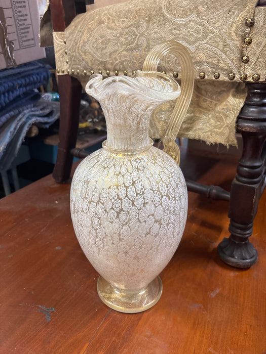 ITALIAN WHITE MURANO GLASS PITCHER
