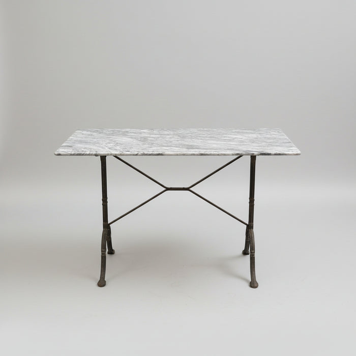 SMALL GRAY MARBLE TOP BAKER TABLE