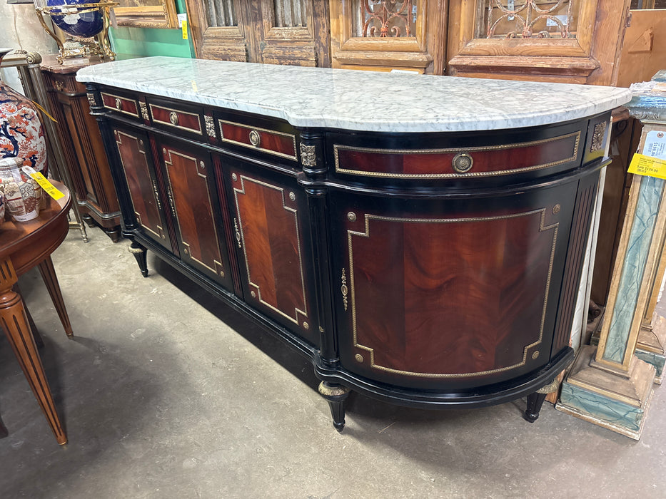 LOUIS XVI DARK MAHOGANY 4 DRAWER CURVED ENDS SIDEBOARD