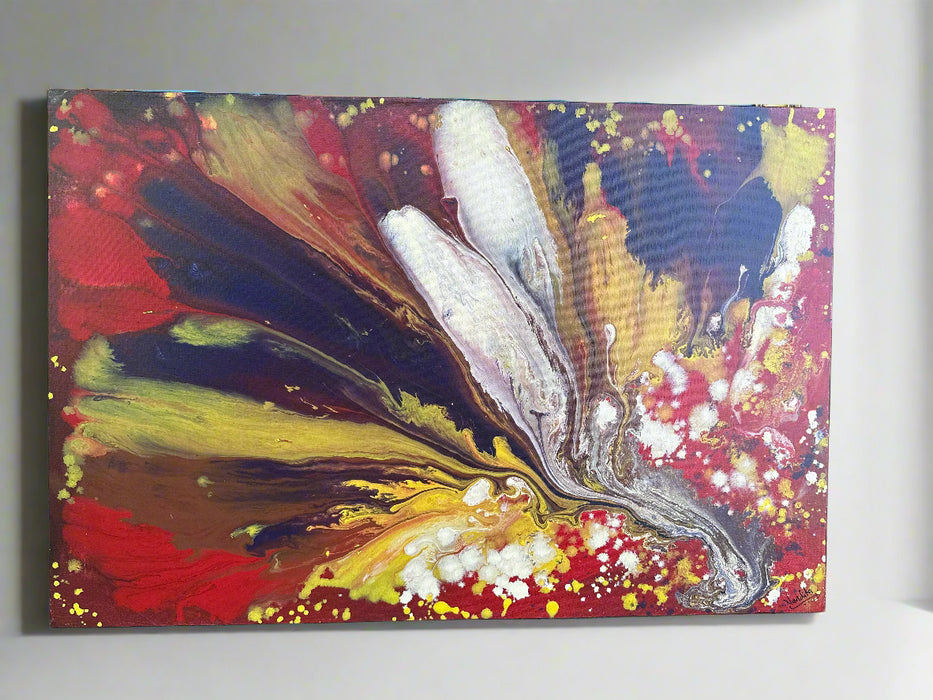 UNFRAMED FLORAL ABSTRACT PAINTING SIGNED ALBRIGHT