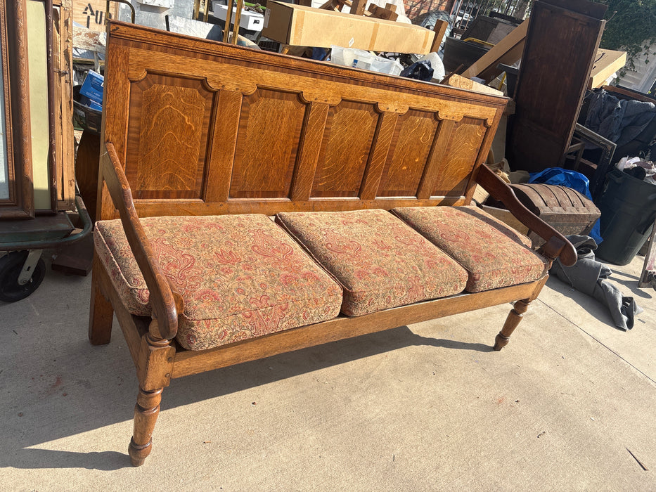 FRENCH OAK PANELED SETTEE BENCH