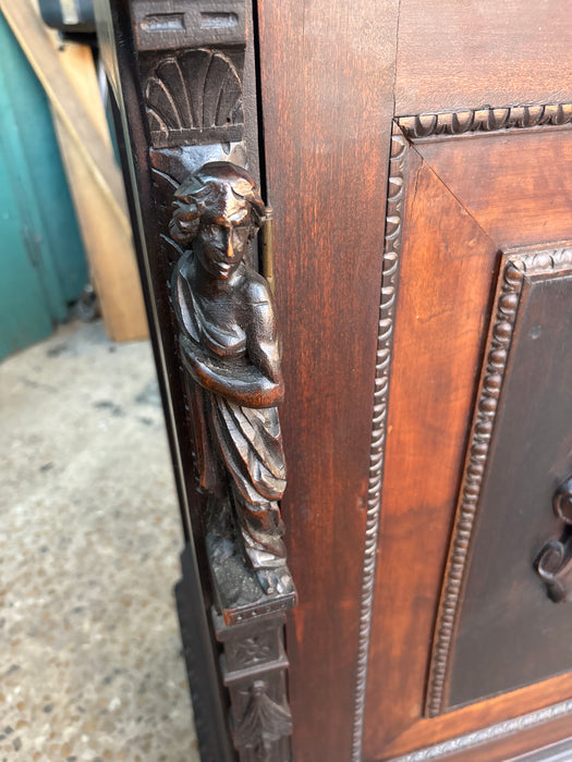 ITALIAN RENAISSANCE REVIVAL FIGURAL CARVED SHALLOW WALNUT SERVER
