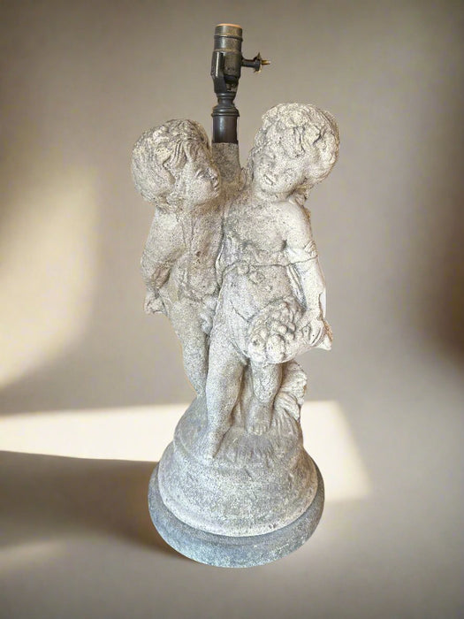 HEAVY STONE CHERUB LAMP