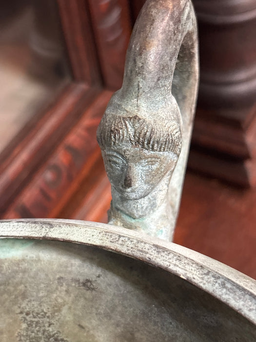 GREEN VERDIGRIS COMPOTE WITH FACE HANDLES