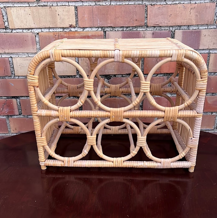 SMALL RATTAN WINE RACK