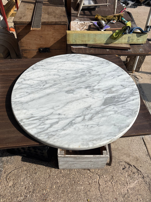 THICK WHITE ROUND MARBLE TOP 1 OF 4