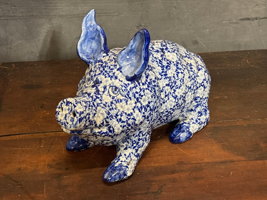 BLUE AND WHITE IRONSTONE PIG
