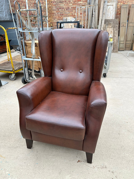 LEATHER HIGH BACK WING CHAIR