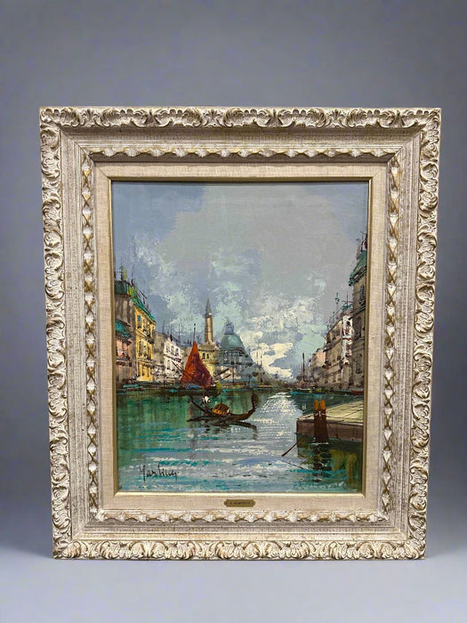 FRAMED IMPRESSIONIST OIL PAINTING OF VENICE