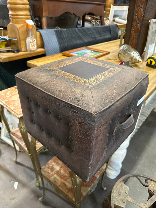 SMALL LEATHER OTTOMAN AS FOUND