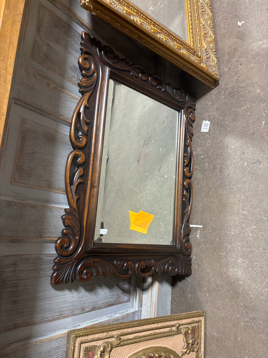 PIERCE CARVED WALNUT BEVELED MIRROR
