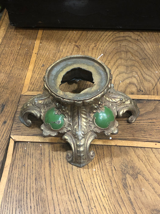 BRASS ORNATE BRASS BASE WITH GREEN PAINT