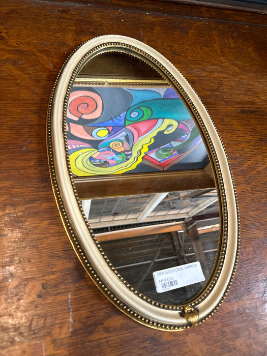 TINY GOLD AND IVORY COLOR OVAL MIRROR