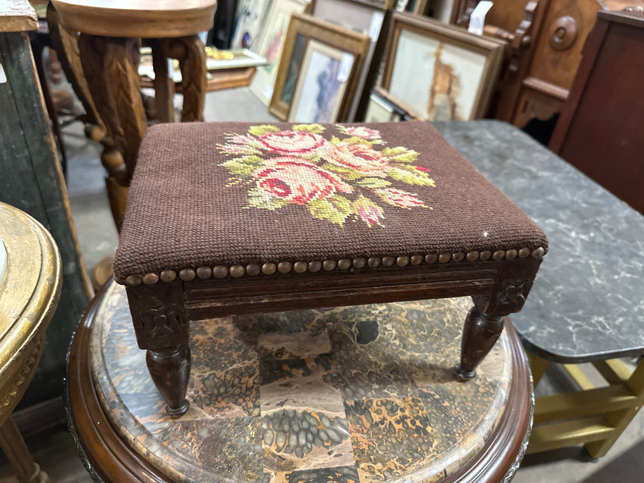 TINY LOUIS XVI NEEDLE POINT STOOL