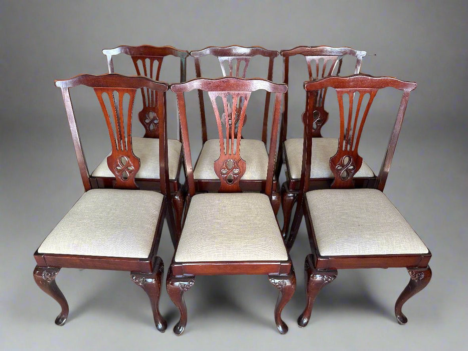 SET OF 6 QUEEN ANNE MAHOGANY CHAIRS