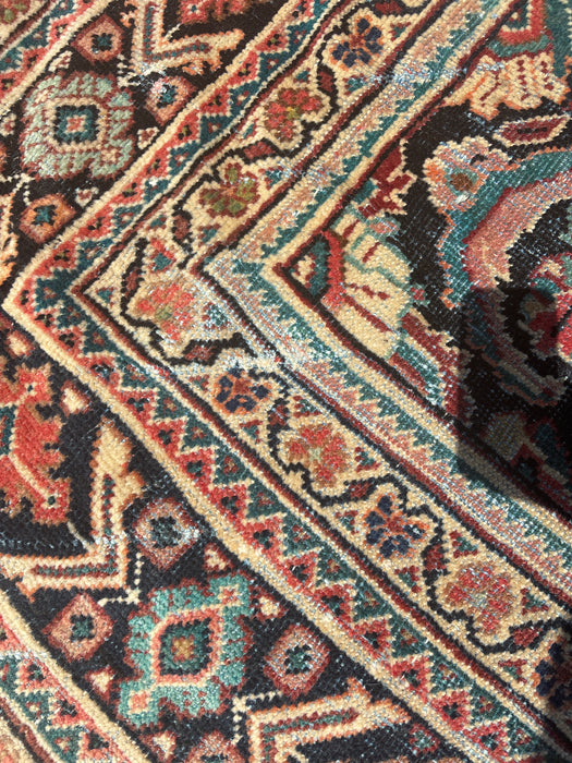 ORANGE AND GREEN HAND TIED PERSIAN MAHAL RUG