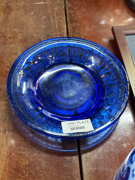 COBALT BLUE EMBOSSED ABC PLATE