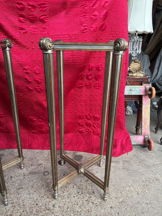 PAIR OF LABARGE STEEL AND BRASS PLANT STANDS IN FRENCH NEO CLASSICAL STYLE