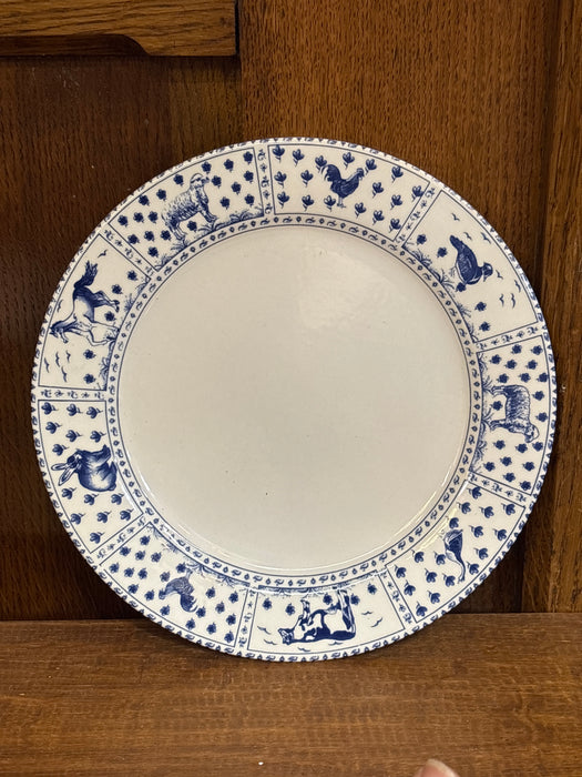 BLUE AND WHITE ANIMAL PLATE 1 OF 6