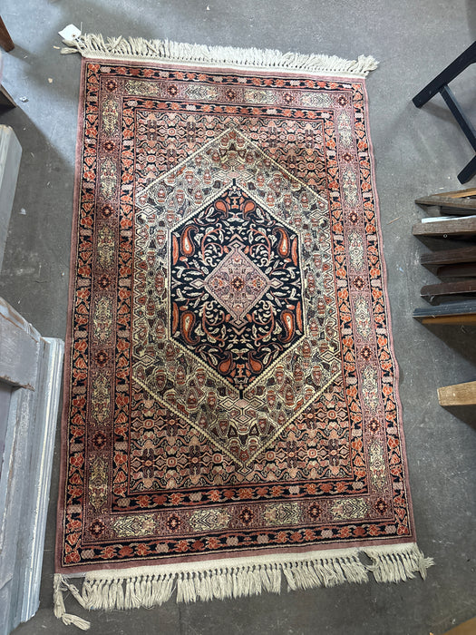 SMALL BLACK, ORANGE AND PURPLE TURKISH CARPET
