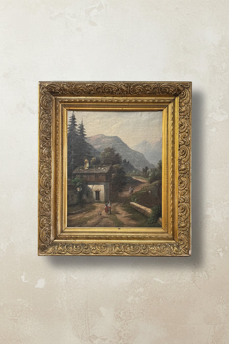 GERMAN LANDSCAPE PAINTING WITH PEOPLE