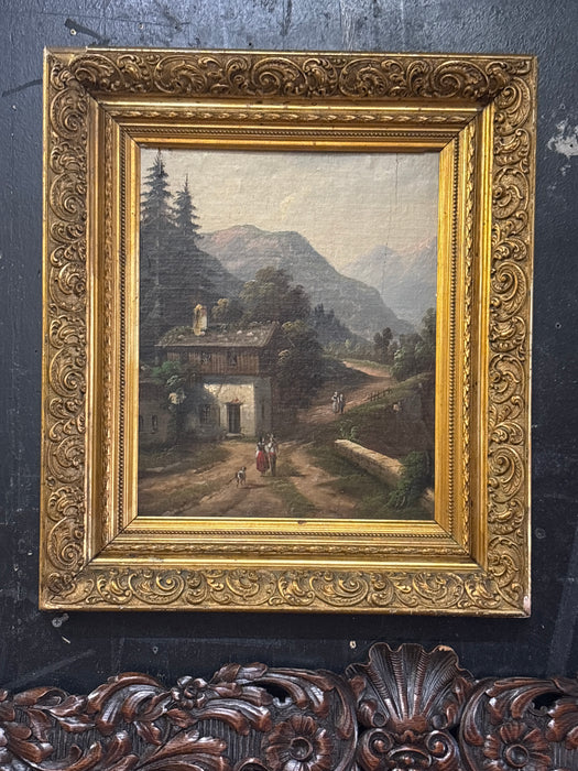 GERMAN LANDSCAPE PAINTING WITH PEOPLE