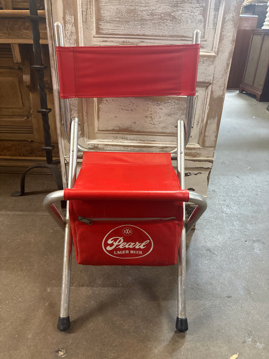 RED FOLDING PEARL FISHING CHAIR WITH COOLER