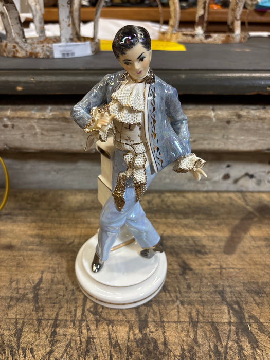 CERAMIC DANCING MAN IN BLUE STATUE