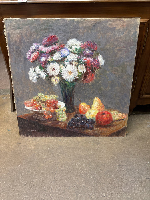UNFRAMED FLORAL STILL LIFE PAINTING - SIGNED