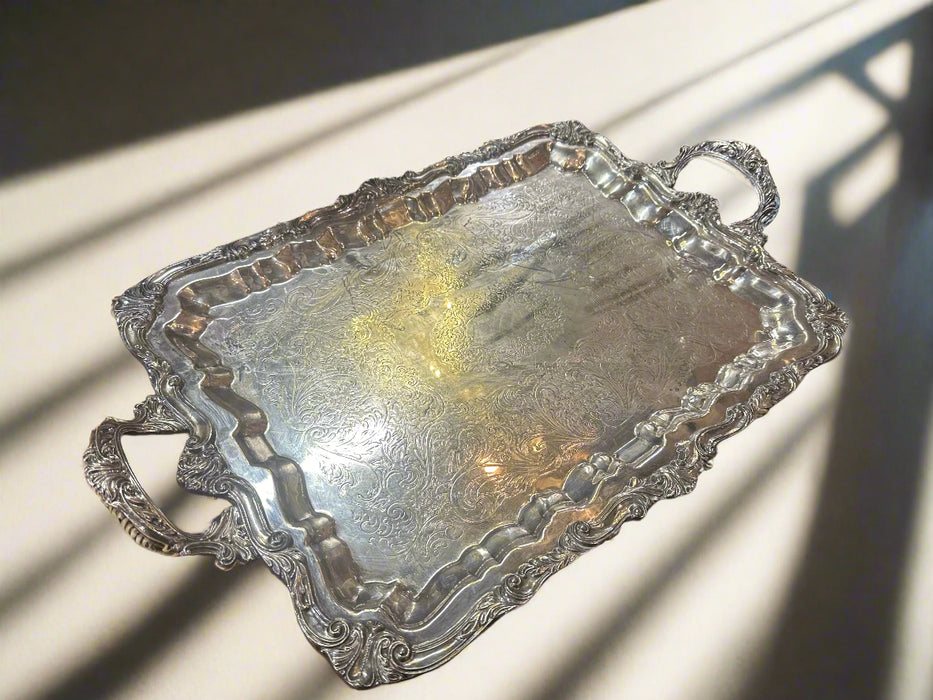 LARGE SILVER PLATE TRAY AS FOUND
