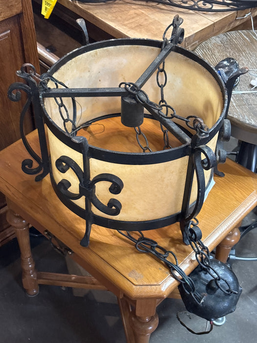 SMALL WROUGH IRON CHANDELIER WITH FLUER DE LIS