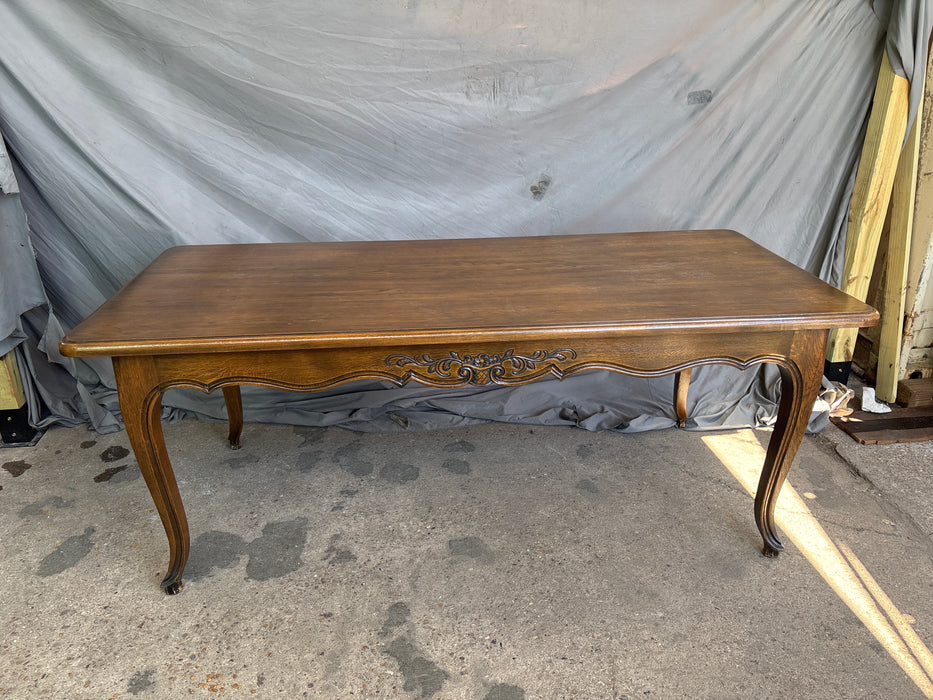 VINTAGE OAK RECTANGULAR CABRIOLE LEG FARM TABLE