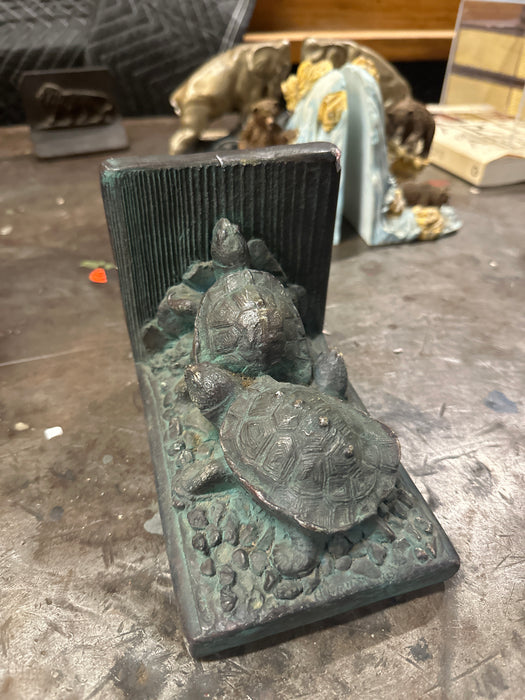 PAIR OF AS FOUND CHALK ELEPHANT BOOKENDS