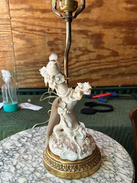 PORCELAIN TREE WITH BIRD LAMP AS FOUND