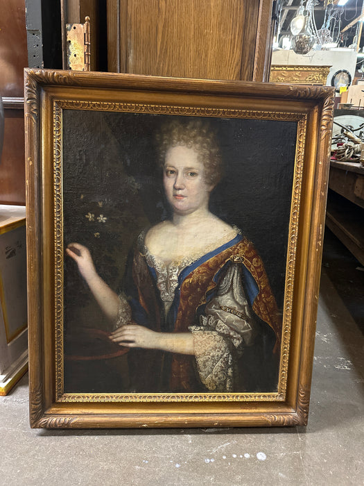 LARGE ENGLISH PORTRAIT OF NOBLE WOMAN 18TH CENTURY