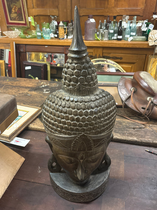 LARGE WOODEN BUDDHA HEAD