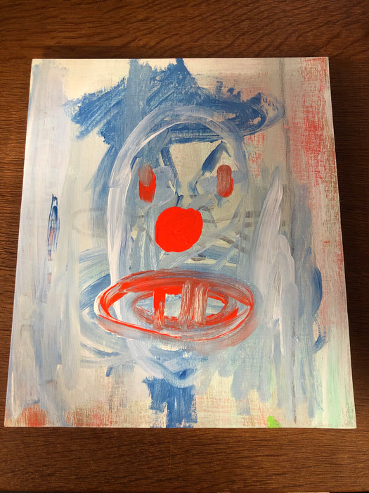 SMALL CLOWN PAINTING ON BOARD SIGNED JOHN TOROK