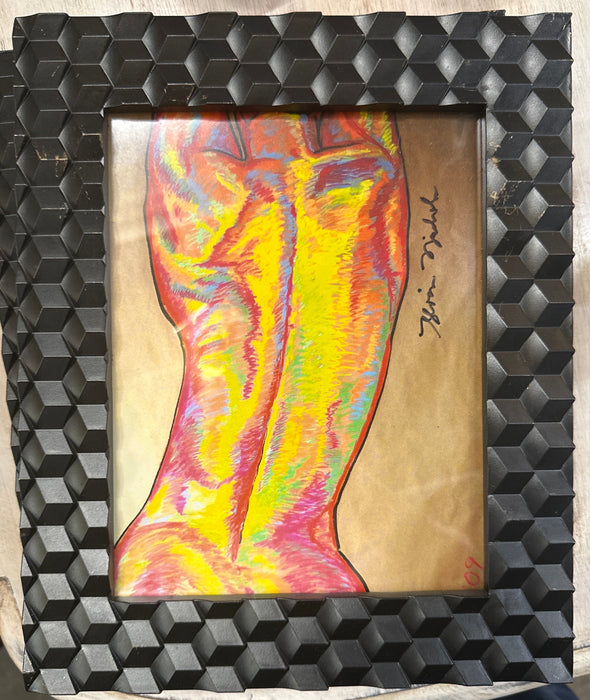 PINK AND YELLOW NUDE PAINTING OF MAN