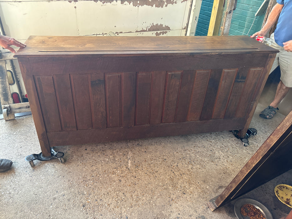 HEAVY OAK LOW SIDEBOARD WITH PLATE GROOVE