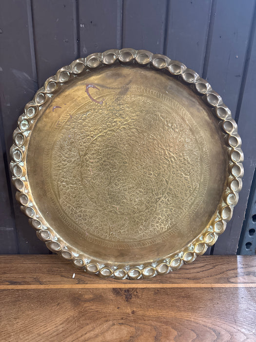 LARGE EMBOSSED BRASS TRAY