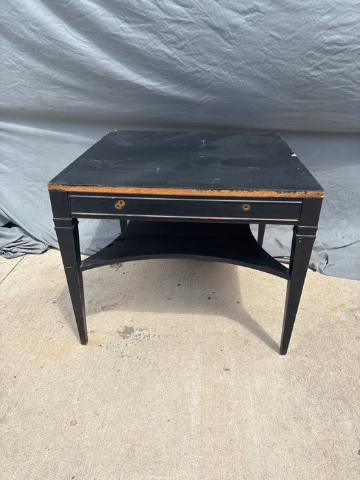 BLACK MID CENTURY SIDE TABLE - AS FOUND