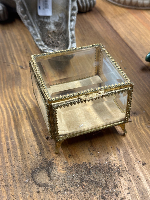 SQUARE BRASS AND GLASS BOX