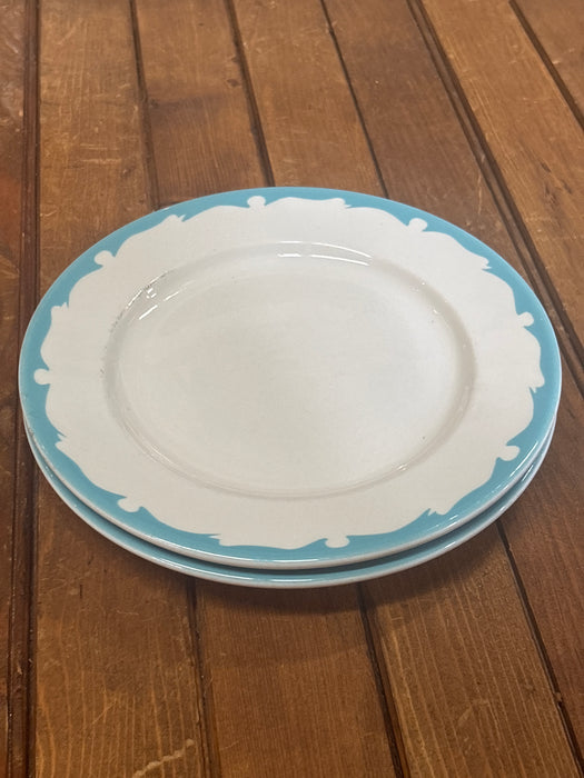 PAIR OF BLUE EDGE BUFFALO CHINA PLATES