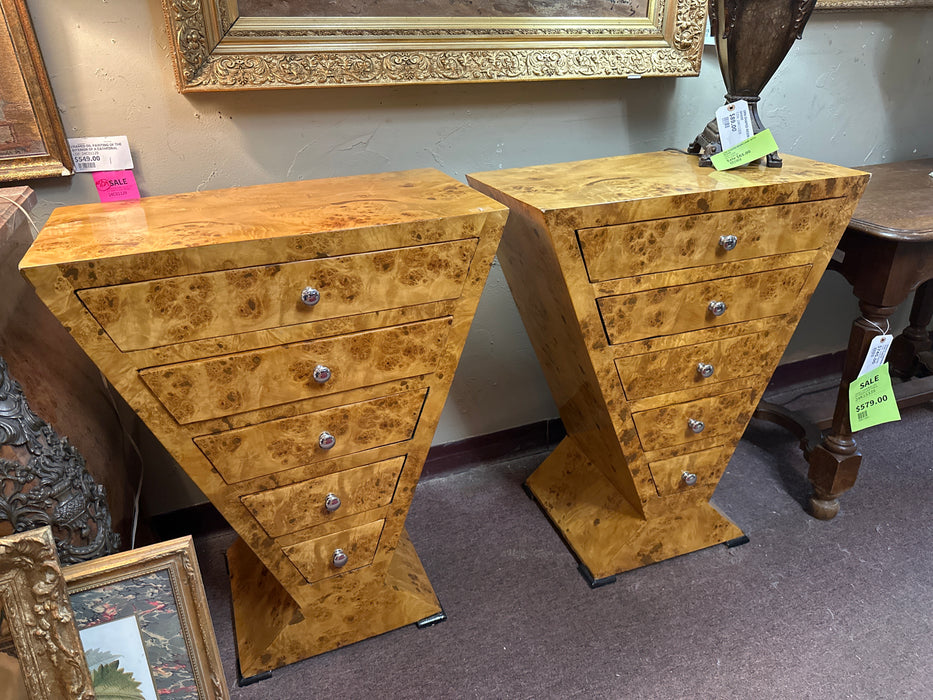 ART DECO V SHAPE BIRD'S EYE MAPLE CHEST-EACH