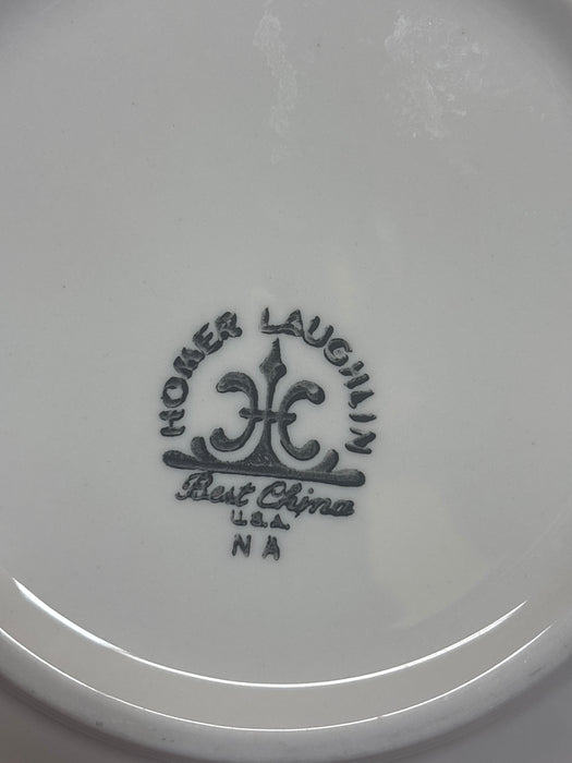 SET OF 6 SMALL BLUE EDGED HOMER LAUGHLIN PLATES