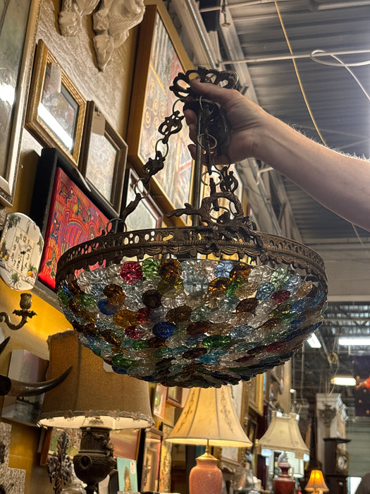 MULTI COLORED GLASS BEAD CHANDELIER