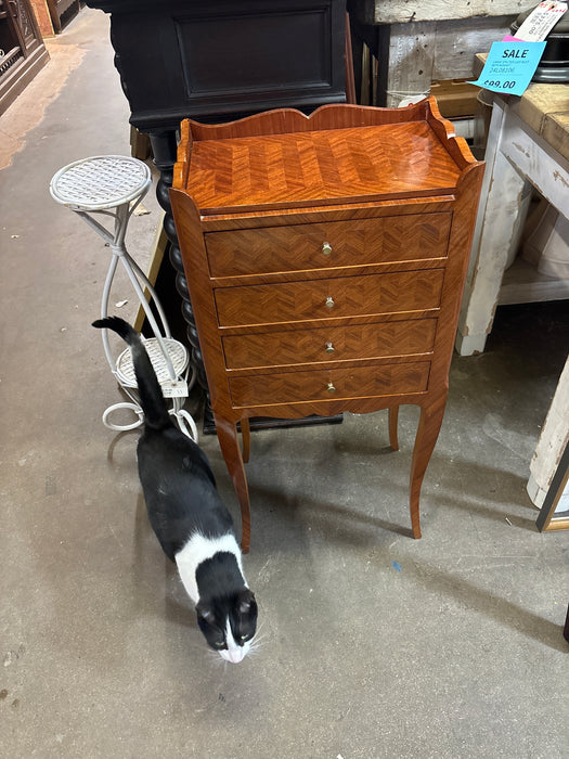 FRENCH 4 DRAWER VENEER NIGHT STAND