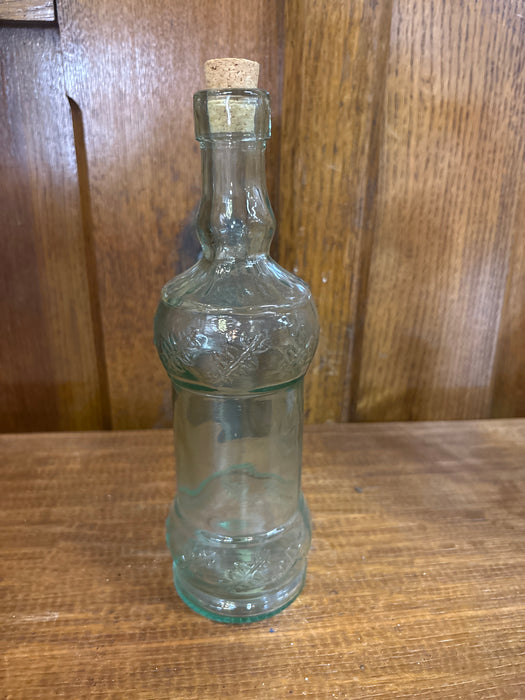 ROUND BLUE FOLIATE VINTAGE BOTTLE WITH CORK